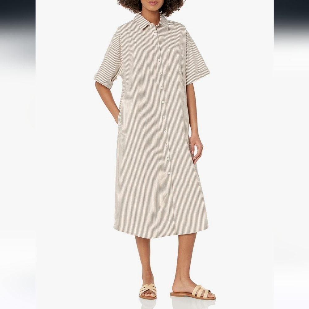 Striped Midi Shirt Dress